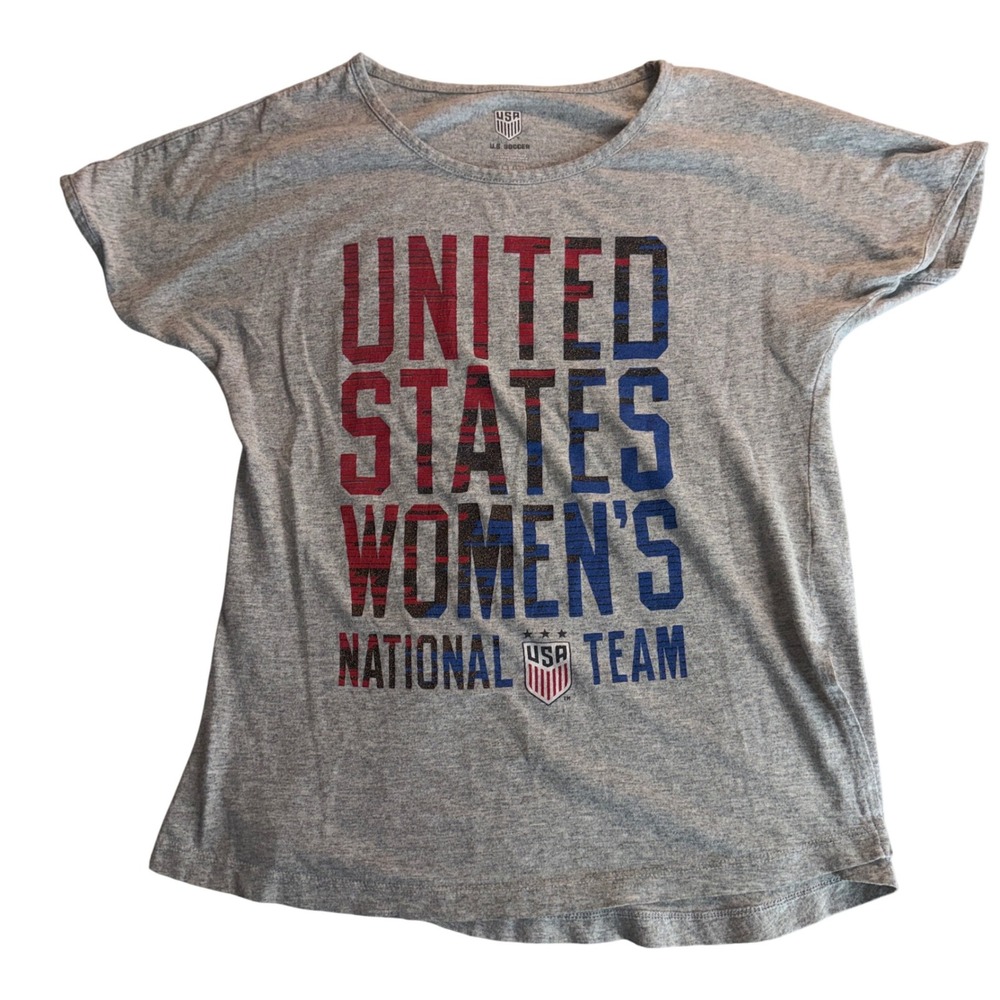 US Soccer Women's National Team T Shirt Gray Short‎ Sleeve Kids Size M
